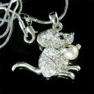 Squirrel Mouse with Pearl Swarovski Crystal Necklace