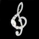 Huge Treble G Clef Swarovski Crystal Musical Brooch
