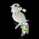 Rainbow Swarovski Crystal Cockatoo Parrot Bird Brooch