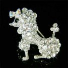 Clear White French Poodle Dog Swarovski Crystal Animal Brooch
