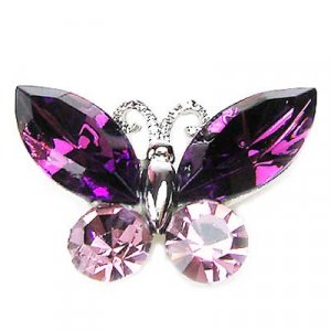 Swarovski Crystal Bridal Wedding Purple Butterfly Brooch