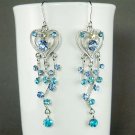Something Blue Long Heart Vine Bridal Swarovski Crystal Earrings