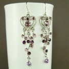 Purple Heart Vine Bridal Wedding Swarovski Crystal Earrings