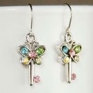 Unique Pastel Butterfly Key Swarovski Crystal Earrings