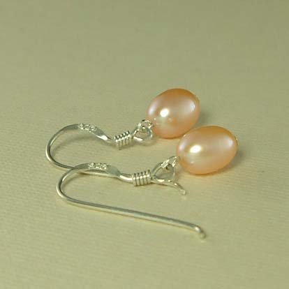 Simple Natural Peach Freshwater Pearl Sterling Silver Earrings