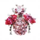 Bumble Bee Beetle Pink Swarovski Crystal Brooch