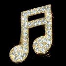 Gold Sixteenth Music Note Swarovski Crystal Brooch for Teacher