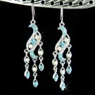 Blue Chandelier Bridal Wedding Party Swarovski Crystal Earrings