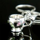 Tea Coffee Cup Swarovski Multi Color Crystal Necklace