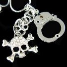 Hip Hop Skull Crossbone Handcuff US Army Crystal Necklace