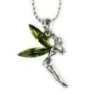 Xmas Green Tinkerbell Pixie Fairy Swarovski Crystal Necklace