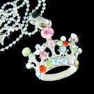 Swarovski Crystal Rainbow Royal Crown Pendant Necklace