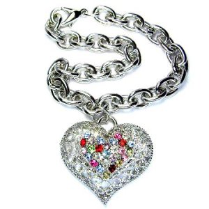 Swarovski Crystal Filigree Rainbow Love Heart Bracelet
