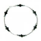 Swarovski Jet Black Crystal Bridal Party Sterling Silver Anklet