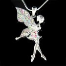 Rainbow Tinkerbell Fairy Swarovski Crystal Pendant Necklace