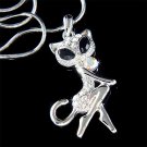 Animal Lover Pussy Sexy Cat Swarovski Crystal Pendant Necklace