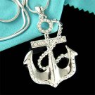 Swarovski Crystal Beach Wedding Yacht Anchor Nautical Necklace