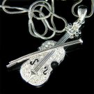 Swarovski Crystal Musical Instrument Violin with Bow Necklace