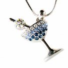 Swarovski Crystal Cherry Martini Glass Party Pendant Necklace
