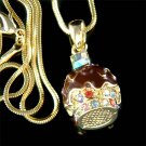 Juicy Swarovski Crystal Chocolate Yummy Cupcake Pendant Necklace