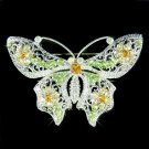X'mas Green Elegant Filigree Swarovski Crystal Butterfly Brooch