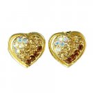 Gold Heart Swarovski Crystal Bridal Wedding Party Earrings