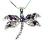 Classy Swarovski Purple Dragonfly Crystal Pendant Chain Necklace