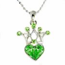 Spring New Swarovski Crystal Queen Crown Heart Pendant Necklace