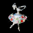 Rainbow Swarovski Crystal Ballerina Ballet Dancer Girl Brooch
