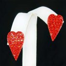 Valentine Gift Swarovski Crystal Hot Red Heart Stud Earrings