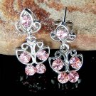 Pink Swarovski Crystal Bridal Wedding Butterfly Stud Earrings