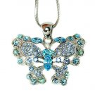 Something Blue Swarovski Crystal Butterfly Pendant Necklace