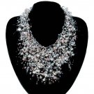 Grey Prom Waterfall Floating Bridal Wedding Pearl Necklace