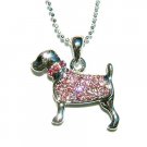 Pink Swarovski Crystal Rottweiler Dog Pet Pendant Chain Necklace