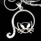 Swarovski Crystal Cutout Clear Cat Animal Pet Pendant Necklace