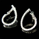 Modern Swarovski Pave Crystal Curve "J" "L" Line Hoop Earrings
