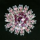 Purple Swarovski Crystal Flower Cluster Bridal Starburst Brooch