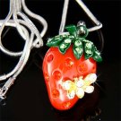 Swarovski Crystal Juicy Strawberry Bumble Bee Pendant Necklace