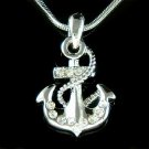 Swarovski Crystal Beach Wedding Yacht Anchor Nautical Necklace