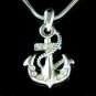 Swarovski Crystal Beach Wedding Yacht Anchor Nautical Necklace