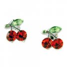Swarovski Crystal Juicy Hot Red Cherry Stud Earrings