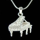 Music Player Swarovski Crystal Baby Grand Piano Pendant Necklace