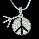 Swarovski Crystal Boho No War Peace Sign Awareness Necklace