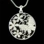 Swarovski Crystal Filigree Round Swirl Flower Butterfly Necklace