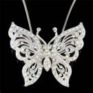 Big Swarovski Crystal Wedding Cutout Filigree Butterfly Necklace