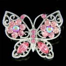 Pink Bridal Wedding Filigree Swarovski Crystal Butterfly Brooch