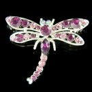 Purple Swarovski Crystal Bridal Wedding Dragonfly Brooch