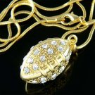 Gold 3D American Football Swarovski Crystal Pendant Necklace