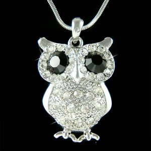 Swarovski Crystal Wise Owl on the branch Wisdom Teacher Necklace