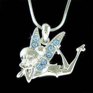 Blue Swarovski Crystal Tinkerbell Fairy Tinker Bell Necklace